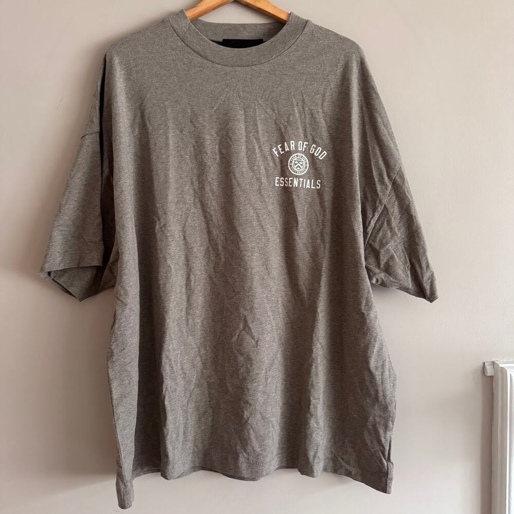 Fear of God ESSENTIALS University Heather Grey Crew Neck T-Shirt Size Large - Picture 2 of 6